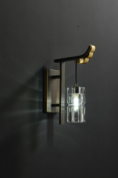 Sophisticated Copper and Crystal Wall Lighting  | Bronze Brushed Wall Lamp with Modern Art Deco Flair