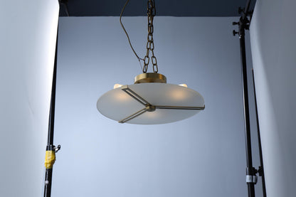 Contemporary Copper and Glass Ceiling Lamp | Designer Pendant Light Fixture with Elegant Industrial Style
