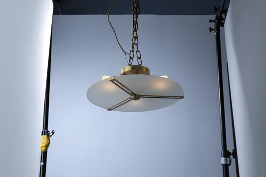 Contemporary Copper and Glass Ceiling Lamp | Designer Pendant Light Fixture with Elegant Industrial Style