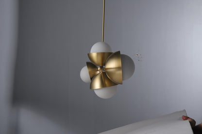 6-Globe Luxury Copper and Glass Chandelier | Mid-Century Modern, Industrial Style Statement Lighting with Contemporary Copper Finish