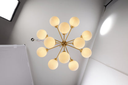 Handcrafted 12-Globe Copper and Glass Chandelier | Modern Rustic Pendant Lighting Fixture for Industrial Ceiling Decor