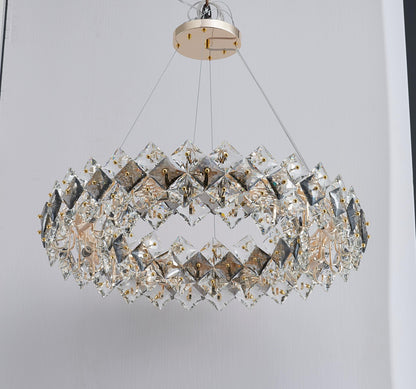 Premium Electroplated Gold Chandelier| Modern Hardware and Clear Light with Stunning K9 Crystal Accents
