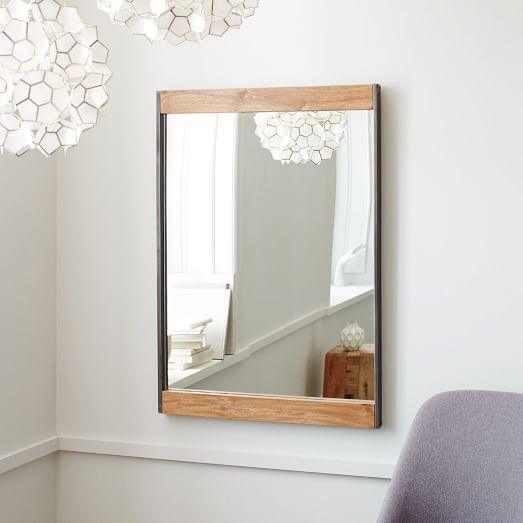 Industrial Style Iron + Wood Wall Mirror