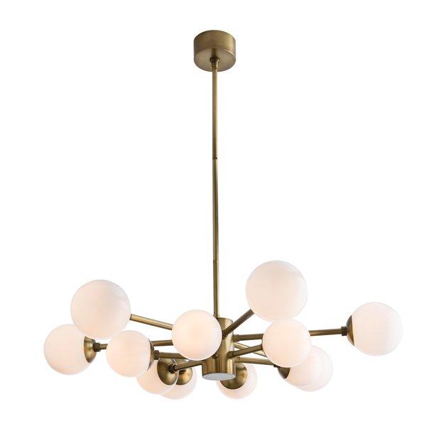 Karrington Brass 12 Light Modern Sputnik Opal Glass Chandelier