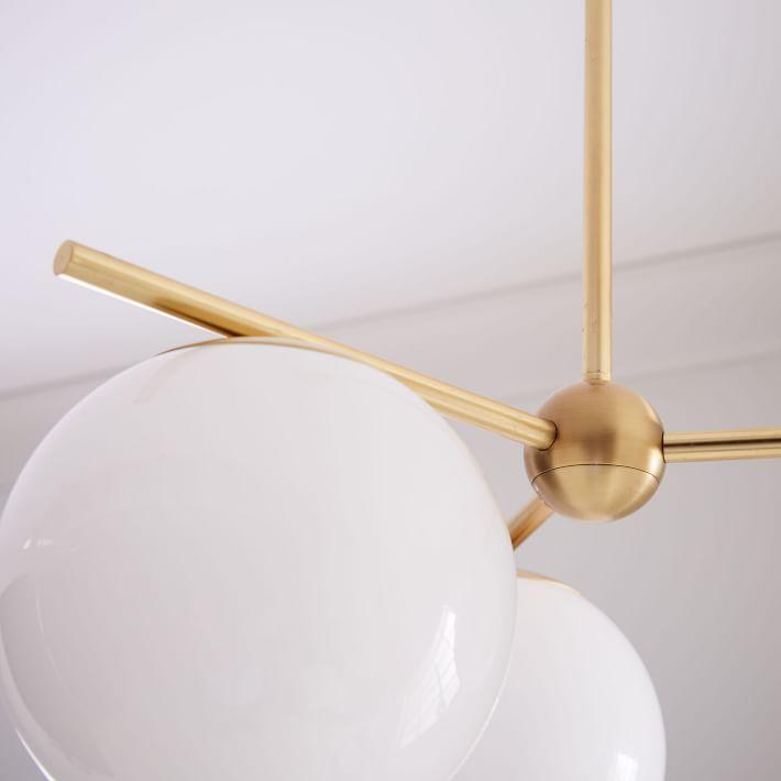 Modern Brass 3 Glass Sphere Globe Chandelier