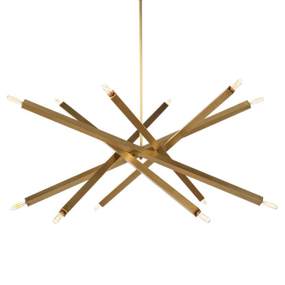 Spiral Modern Brass 12 Light Chandelier Fixture - Brushed Brass